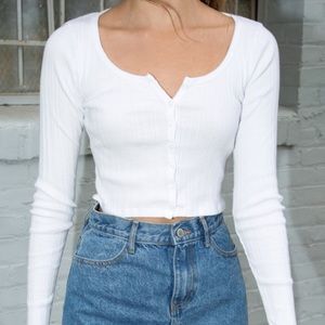 Brandy Melville Long Sleeve White Zelly Top